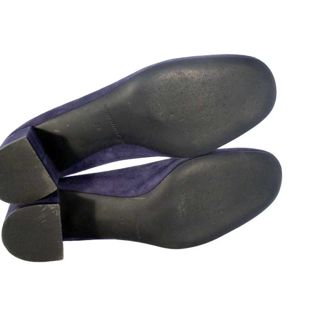 EVERLANE The Day $175 Navy Suede Block Heel Pumps 8.5 - Made in ITALY - Picture 4 of 8